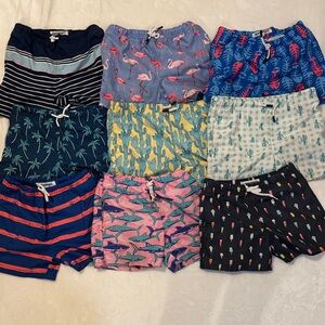 Lot of 9 - Multicolor Prints 5/6 Kids Swim Trunks